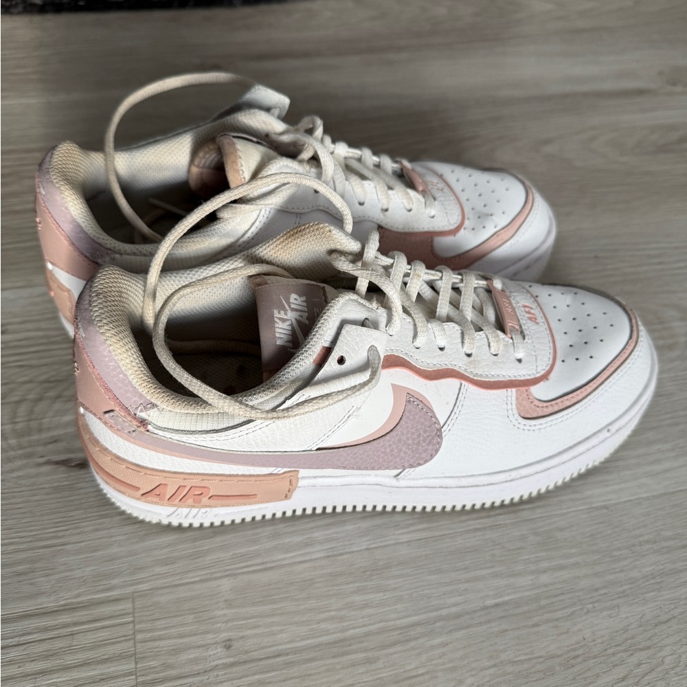 Nike Women's White, Light Pink, Purple, Air Force Sneakers